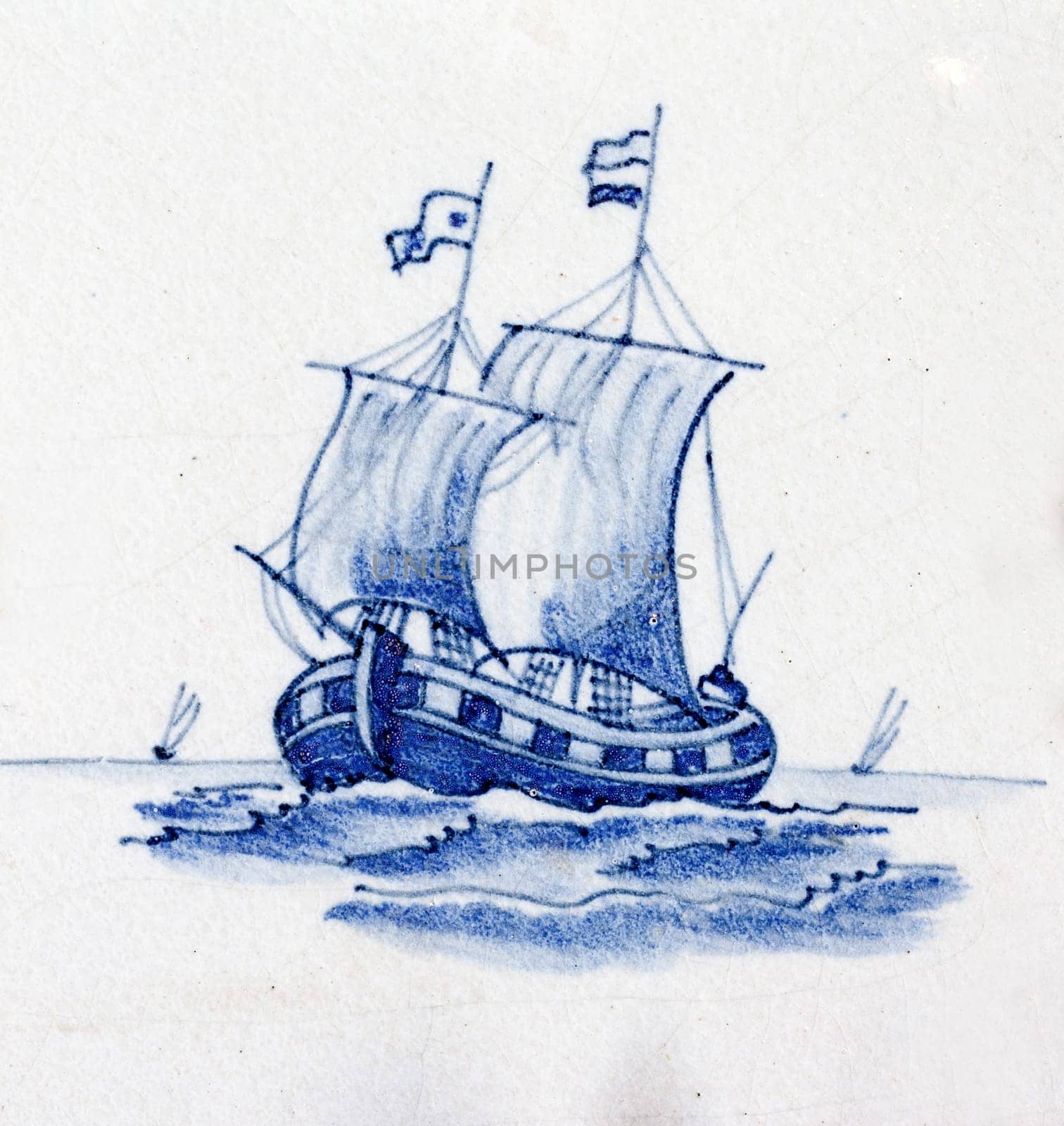 Delft blue  traditional dutch tile design of hand made earthenware tile