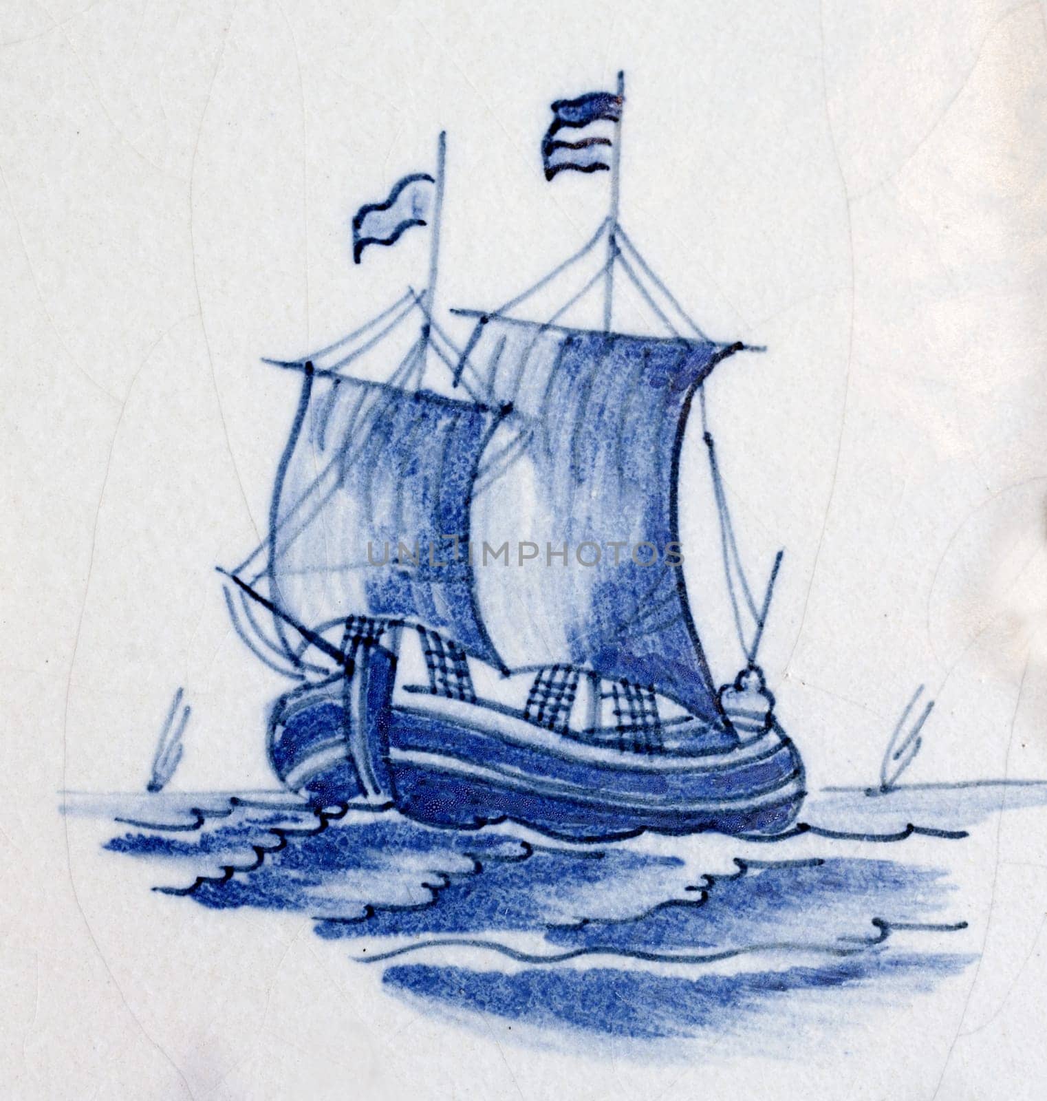 Delft blue  traditional dutch tile design of  hand made earthenware tile