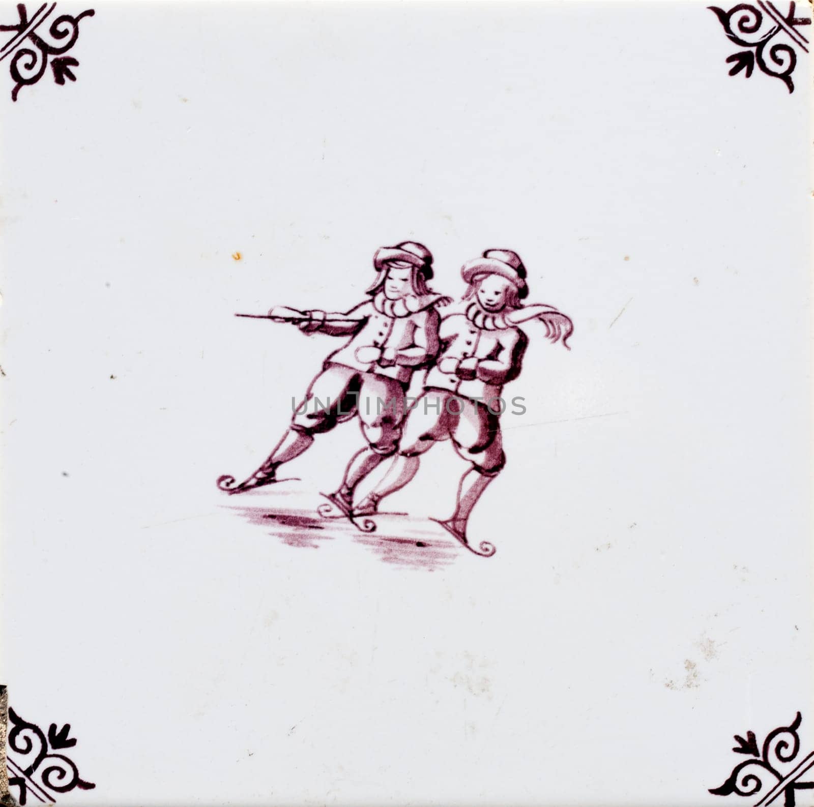 Delft blue  traditional dutch tile design of hand made earthenware tile