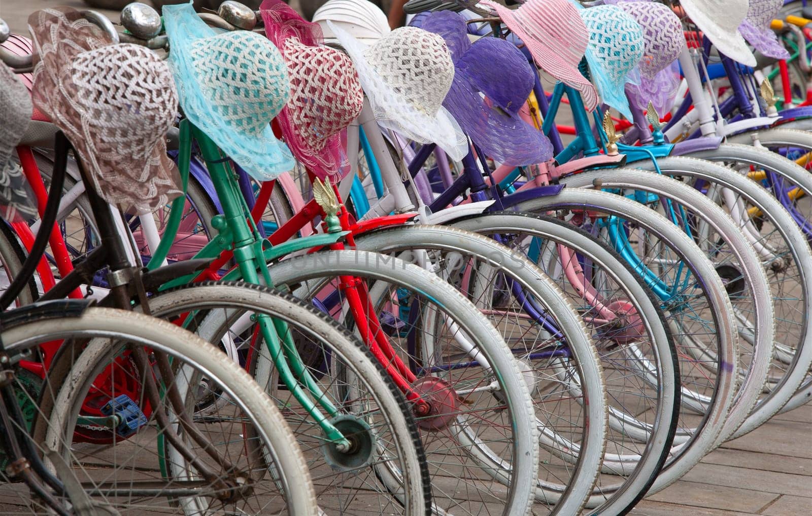 Traditional Indonesian bicylces in Jakarta, Indonesia