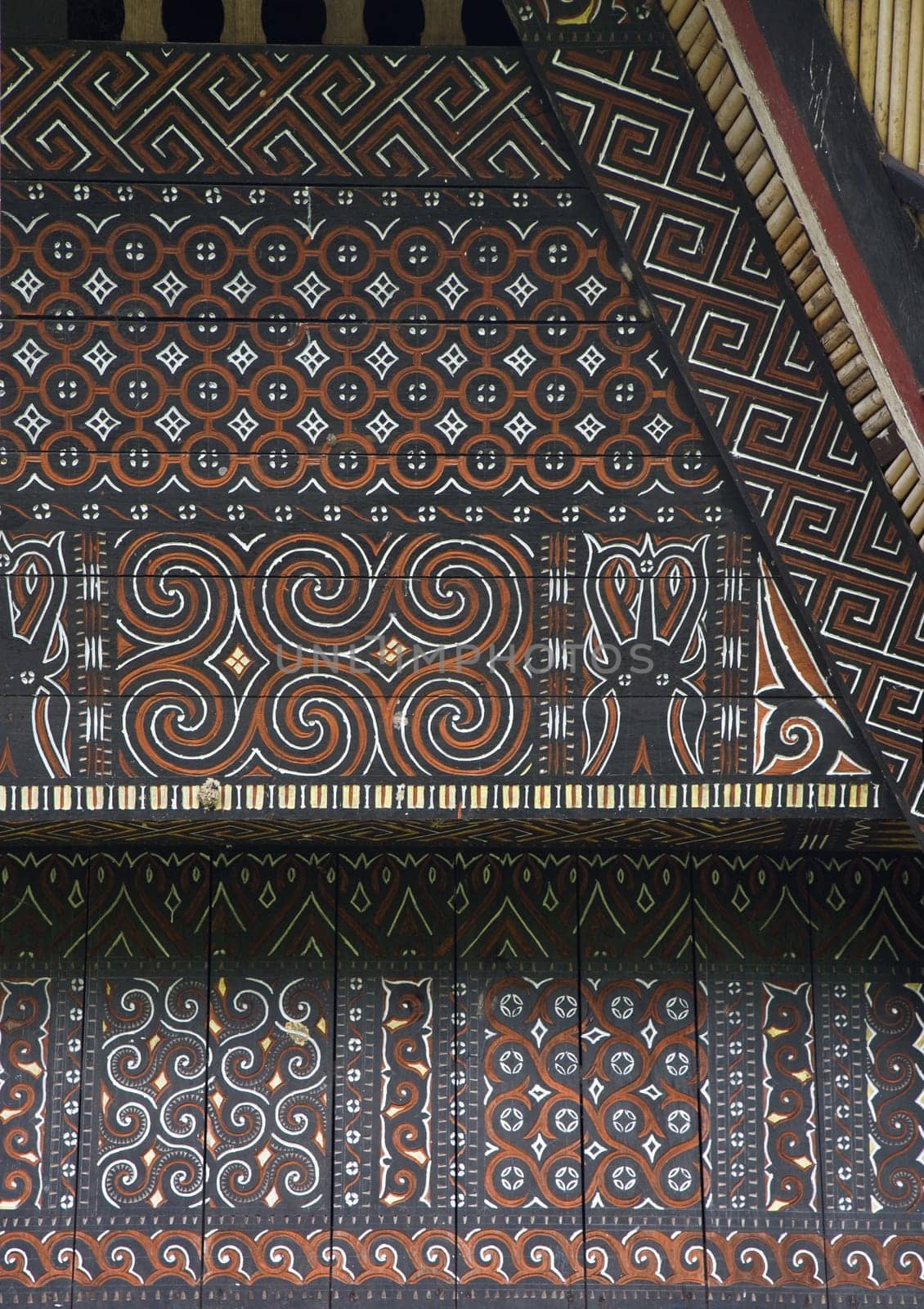 Detail of the façade of a traditional Toraja house (tongkonan)