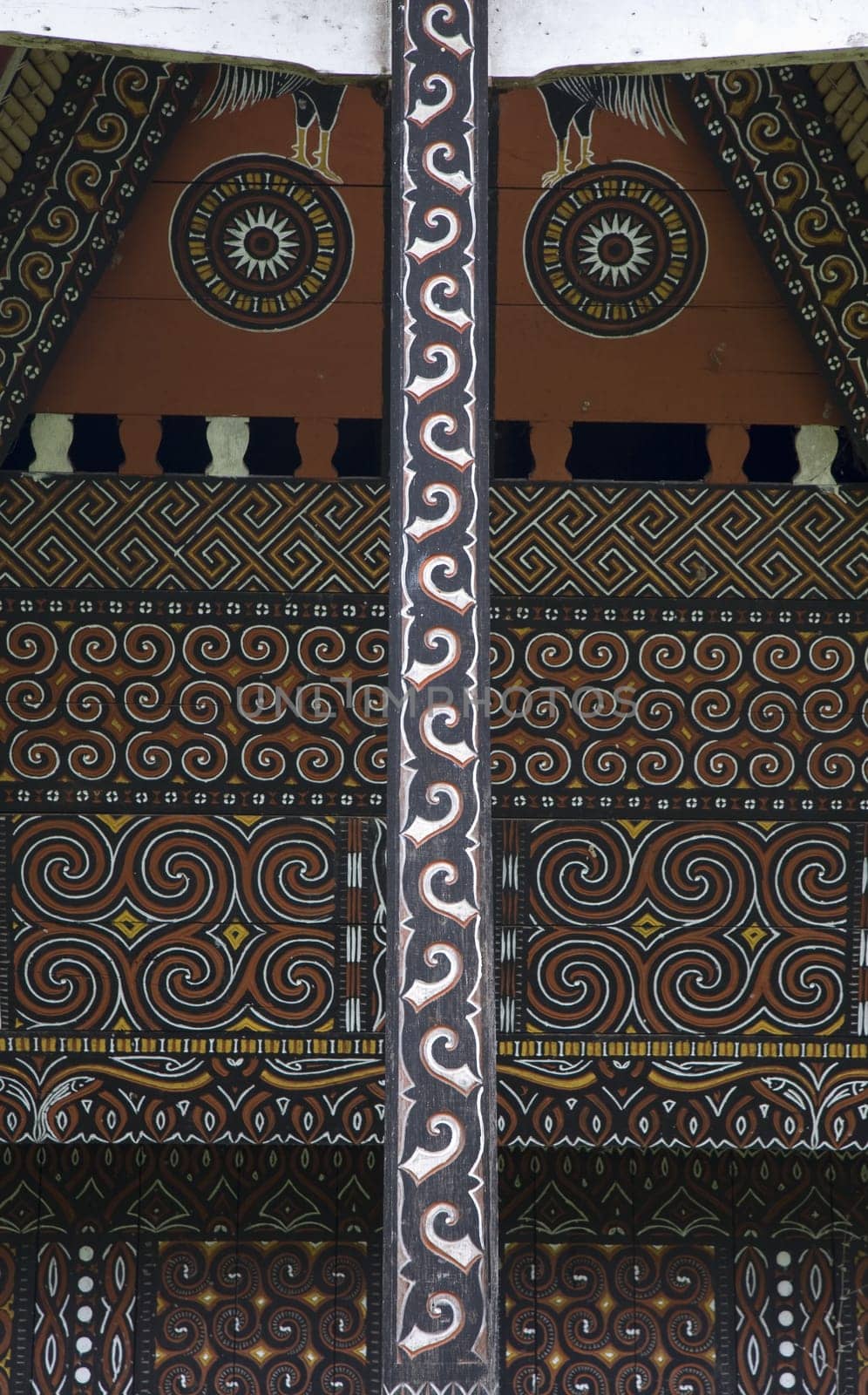 Detail of the façade of a traditional Toraja house (tongkonan)