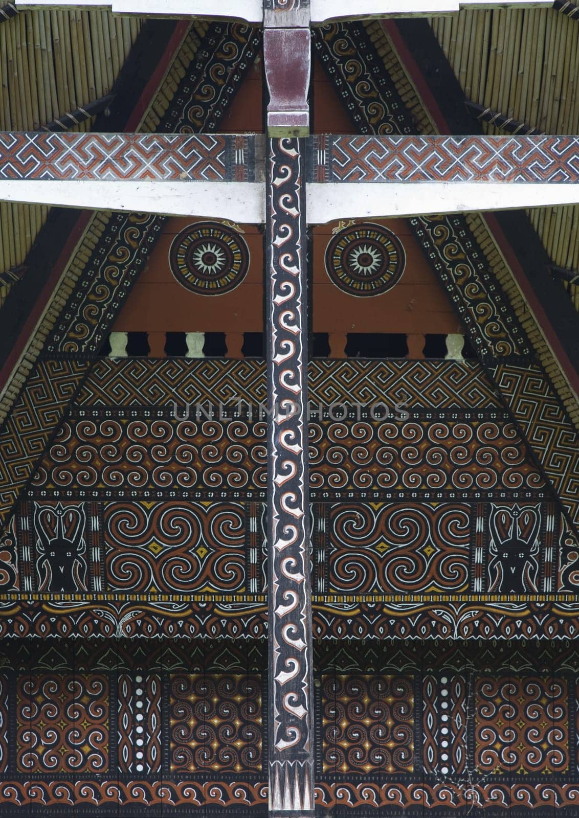 Detail of the façade of a traditional Toraja house (tongkonan)