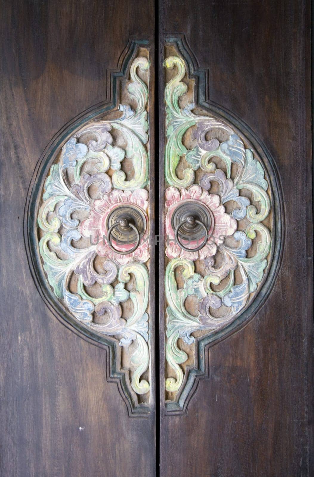 Traditional Balinese wood carved door