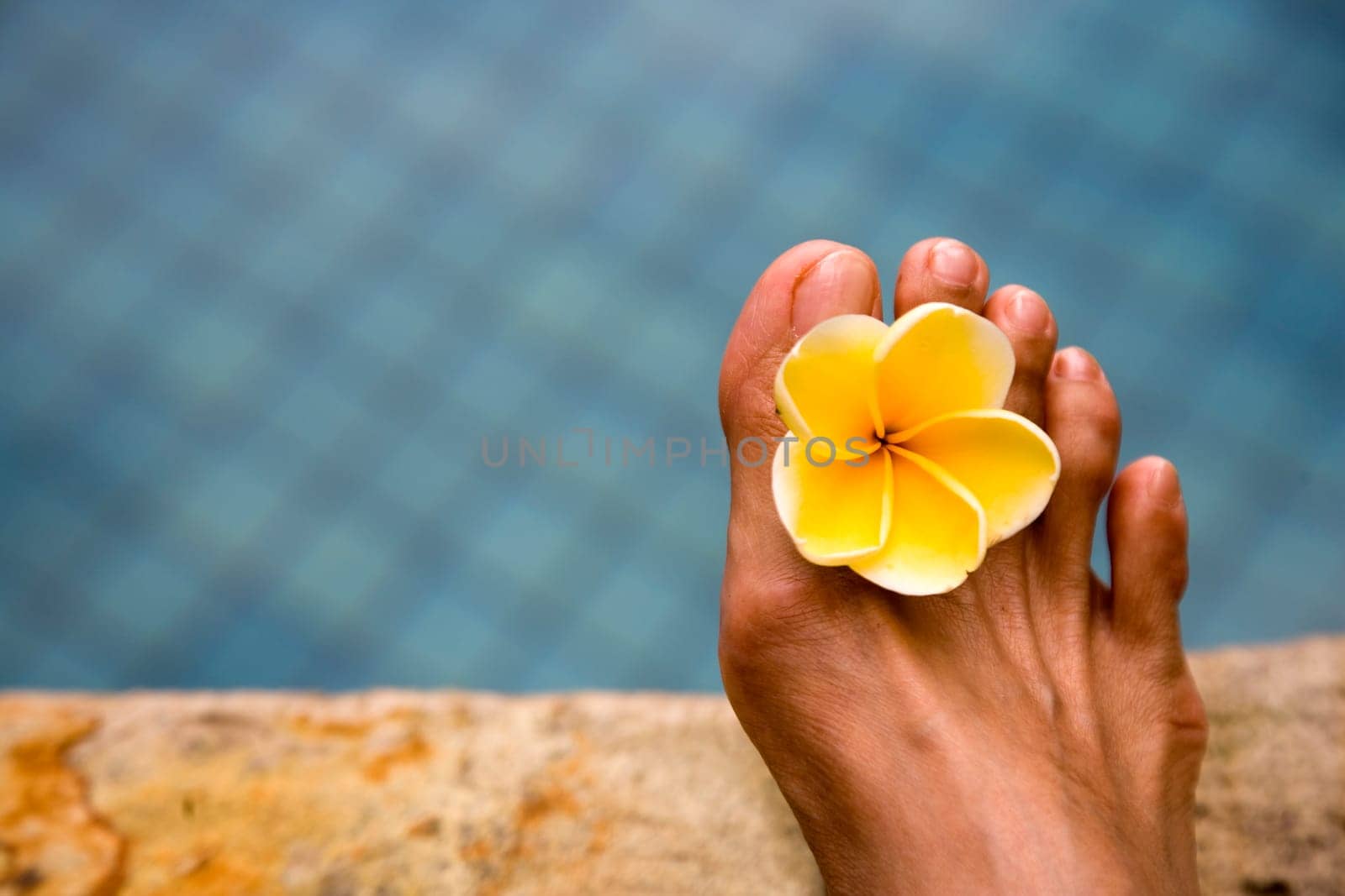 Relaxing on the side of the swimming pool