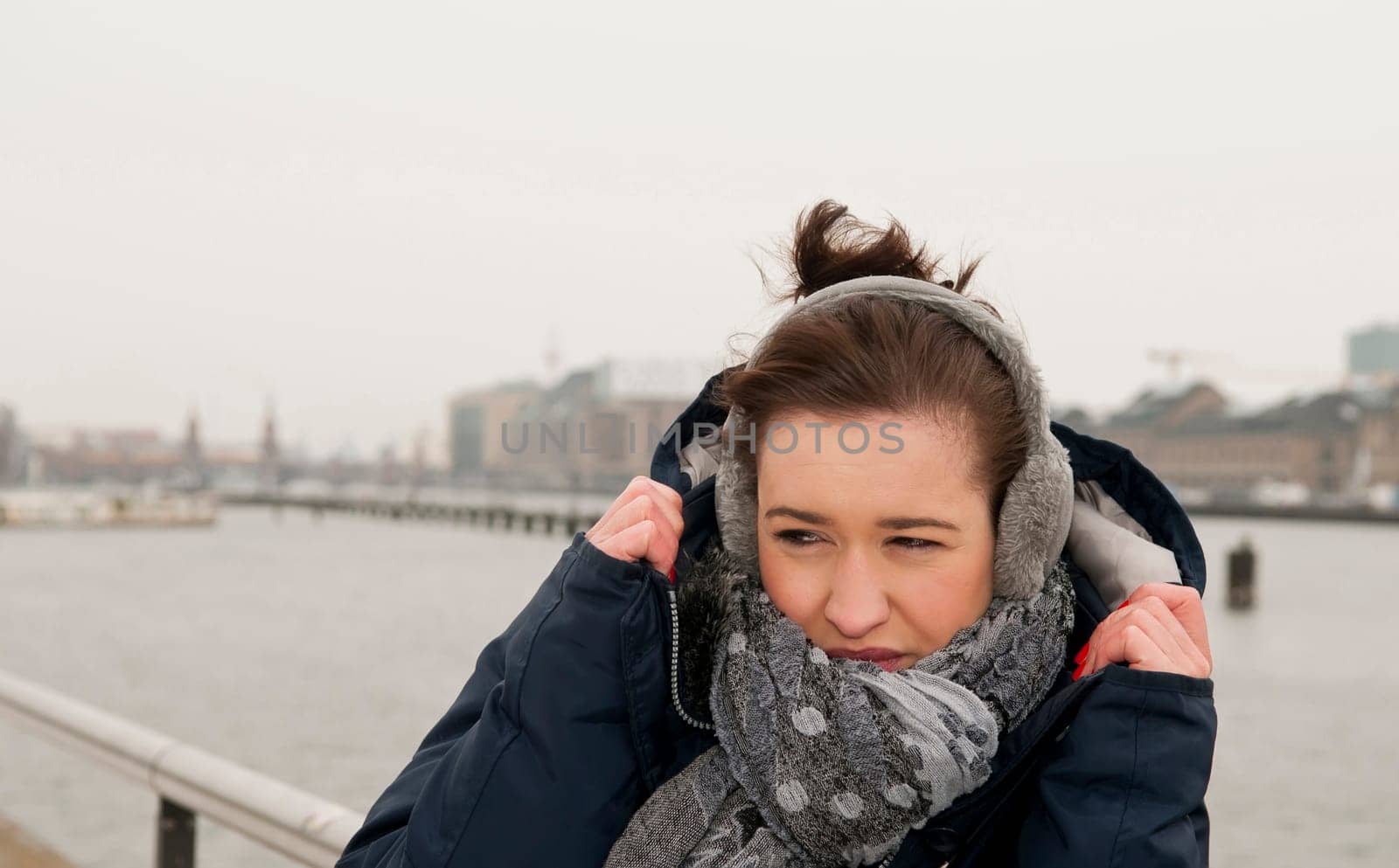 young woman freezes