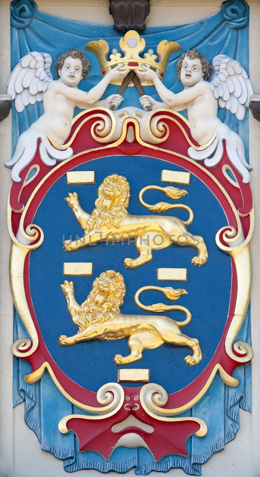 Coat of arms on the Westfries museum in Hoorn, the Netherlands
