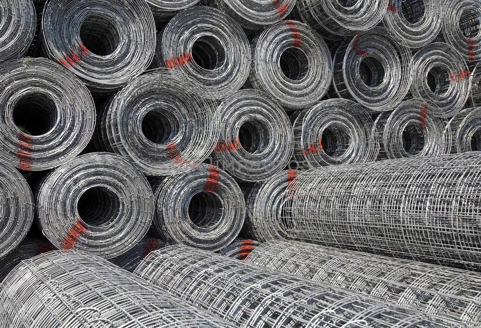 Steel mesh construction material in the harbor of Jakarta