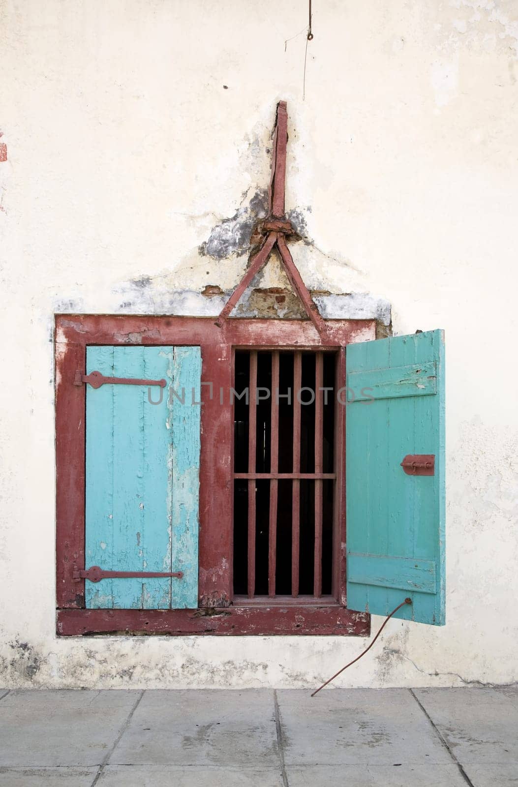 Antique window in an old VOC warehouse in Jakarta, Indonesia