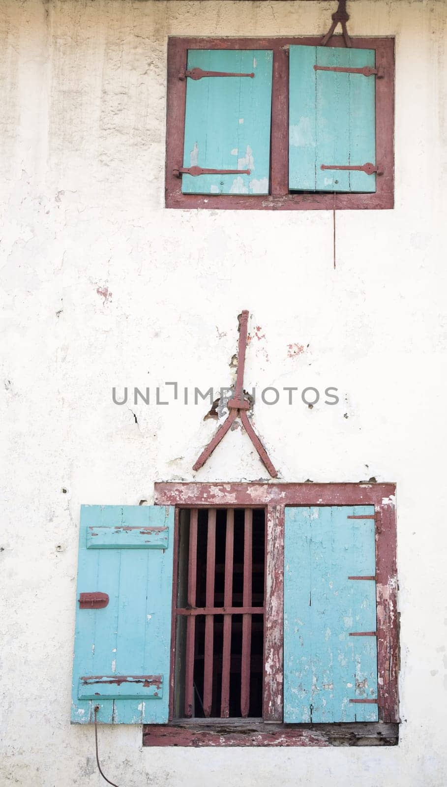 Antique windows in an old VOC warehouse in Jakarta, Indonesia