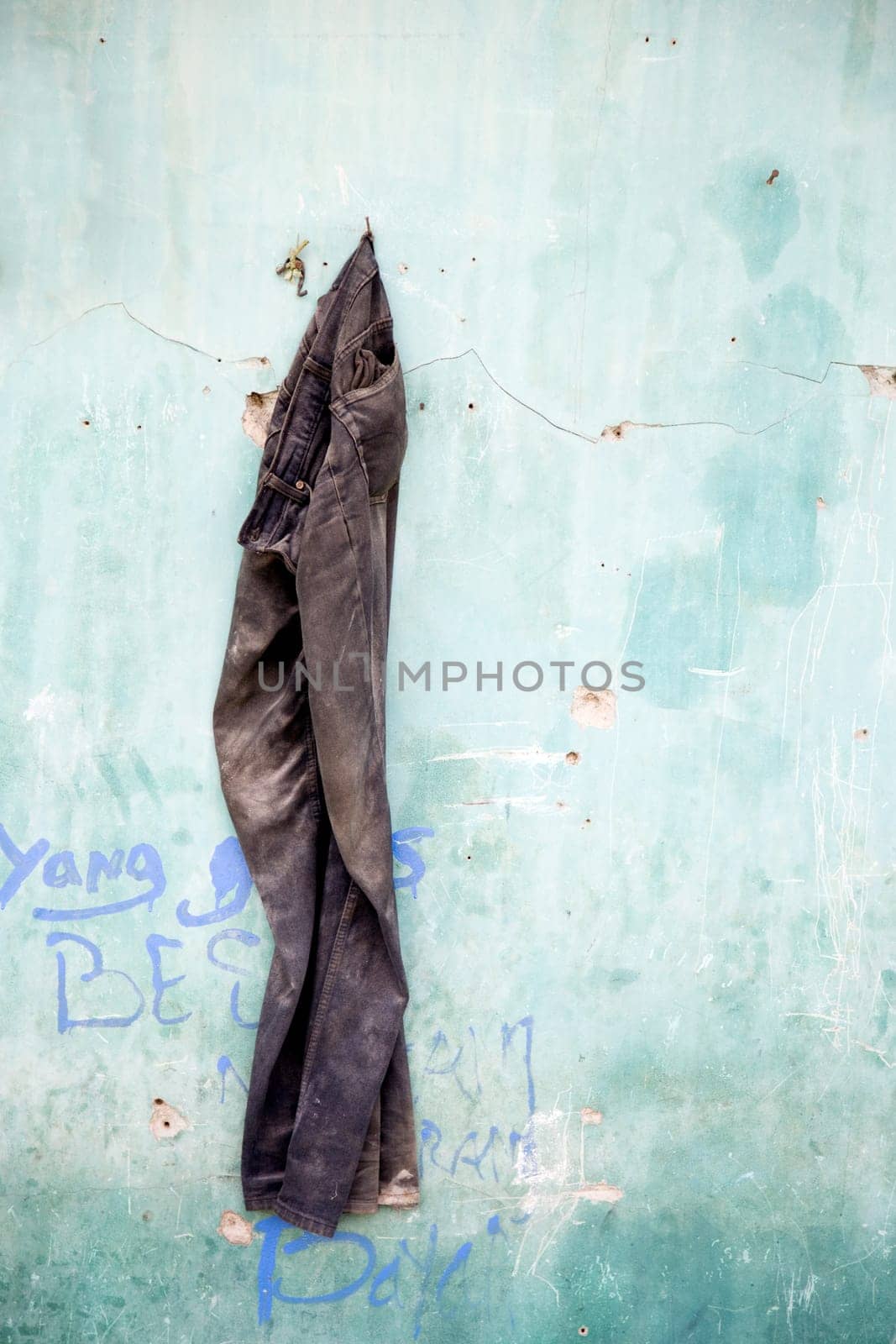 Hanging clothes in a slum area in Jakarta, Indonesia