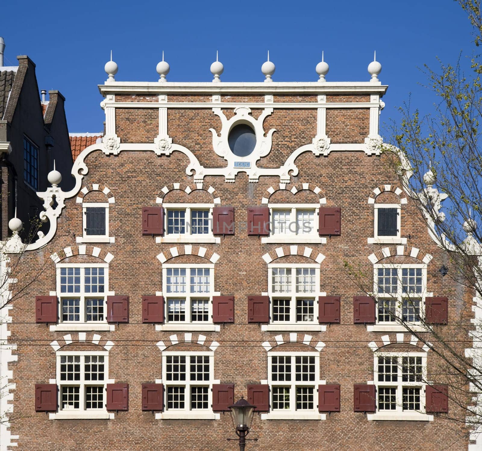 Facade of canal houses in Amsterdam, the Netherlands