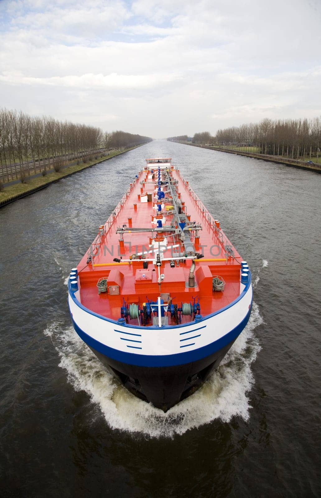 Inland navigation on the Amsterdam-Rijn canal in the Netherlands