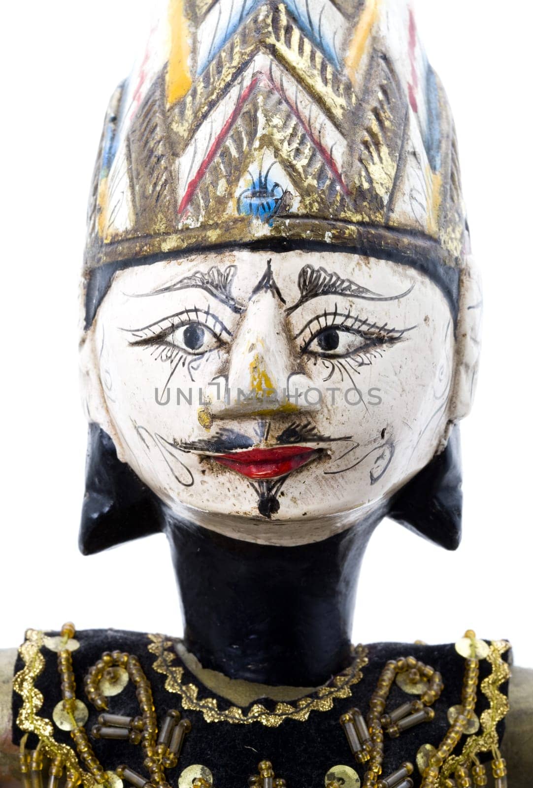 Indonesian Wayang Golek puppets for sale in a souvenir shop