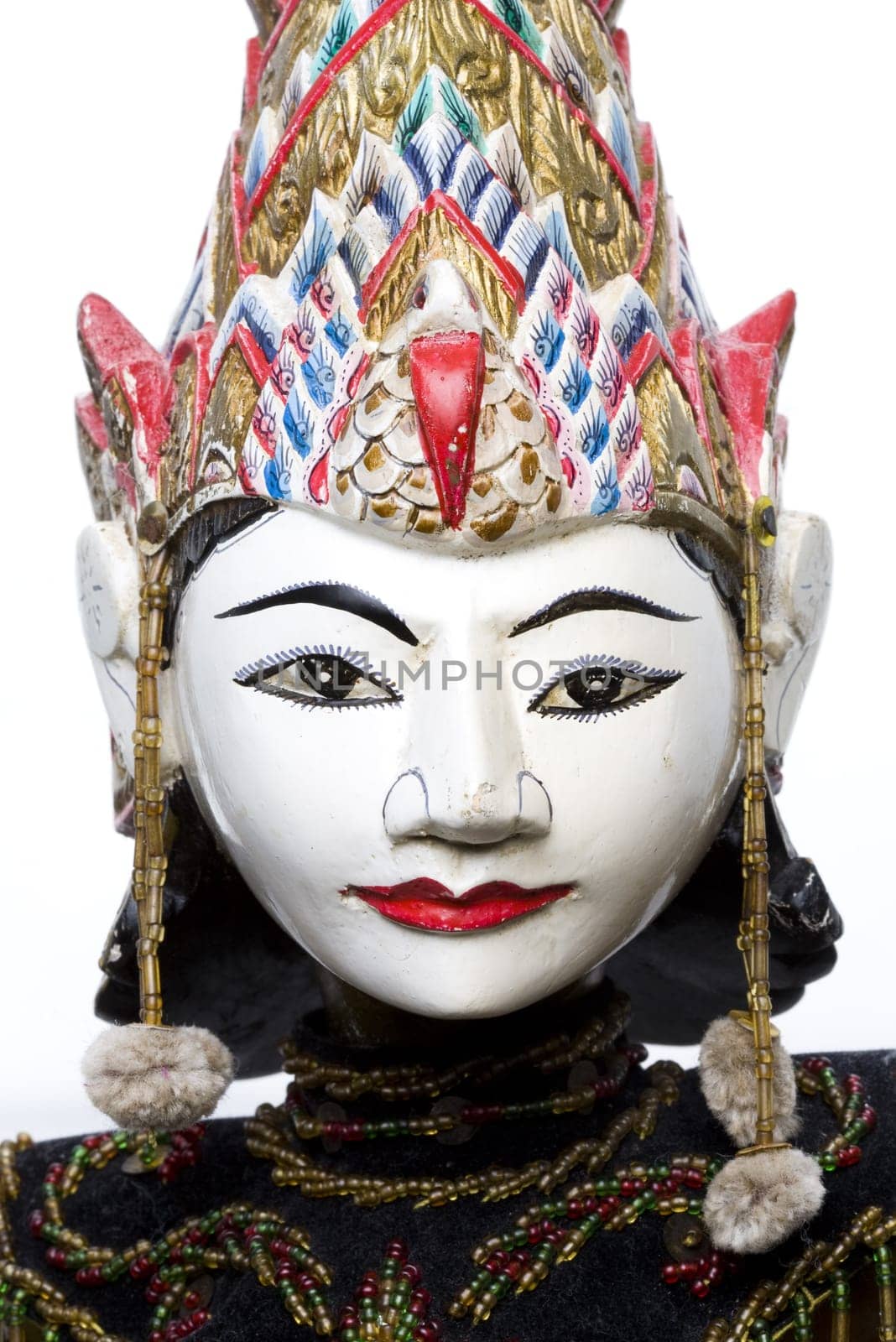 Indonesian Wayang Golek puppets for sale in a souvenir shop