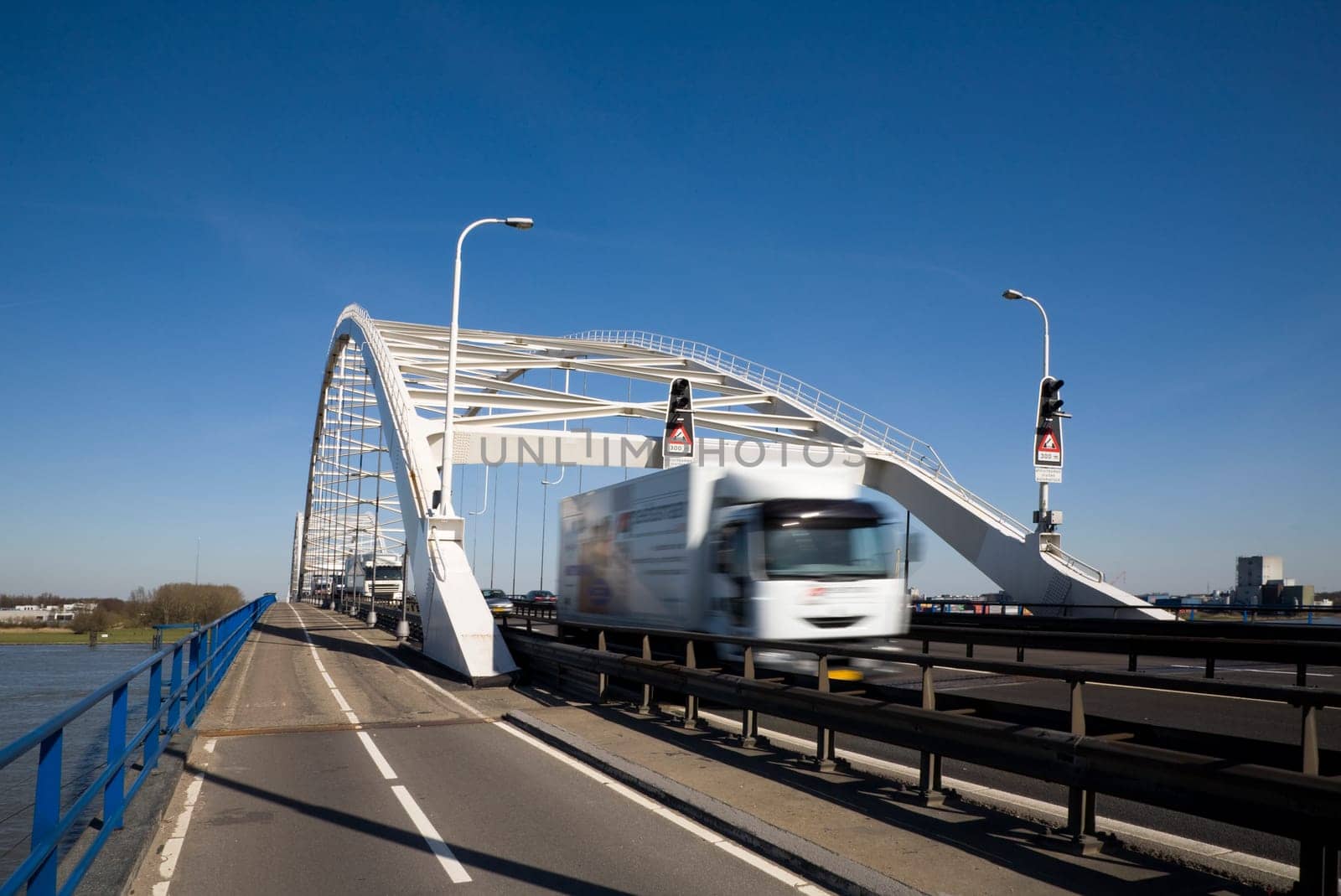 Traffic on a bridge in the Netherlands