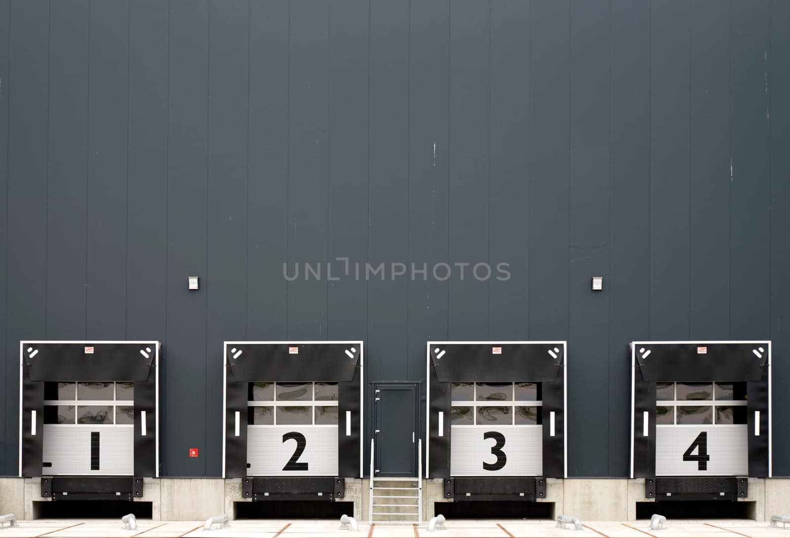 Loading bay with numbers for loading and unloading trucks