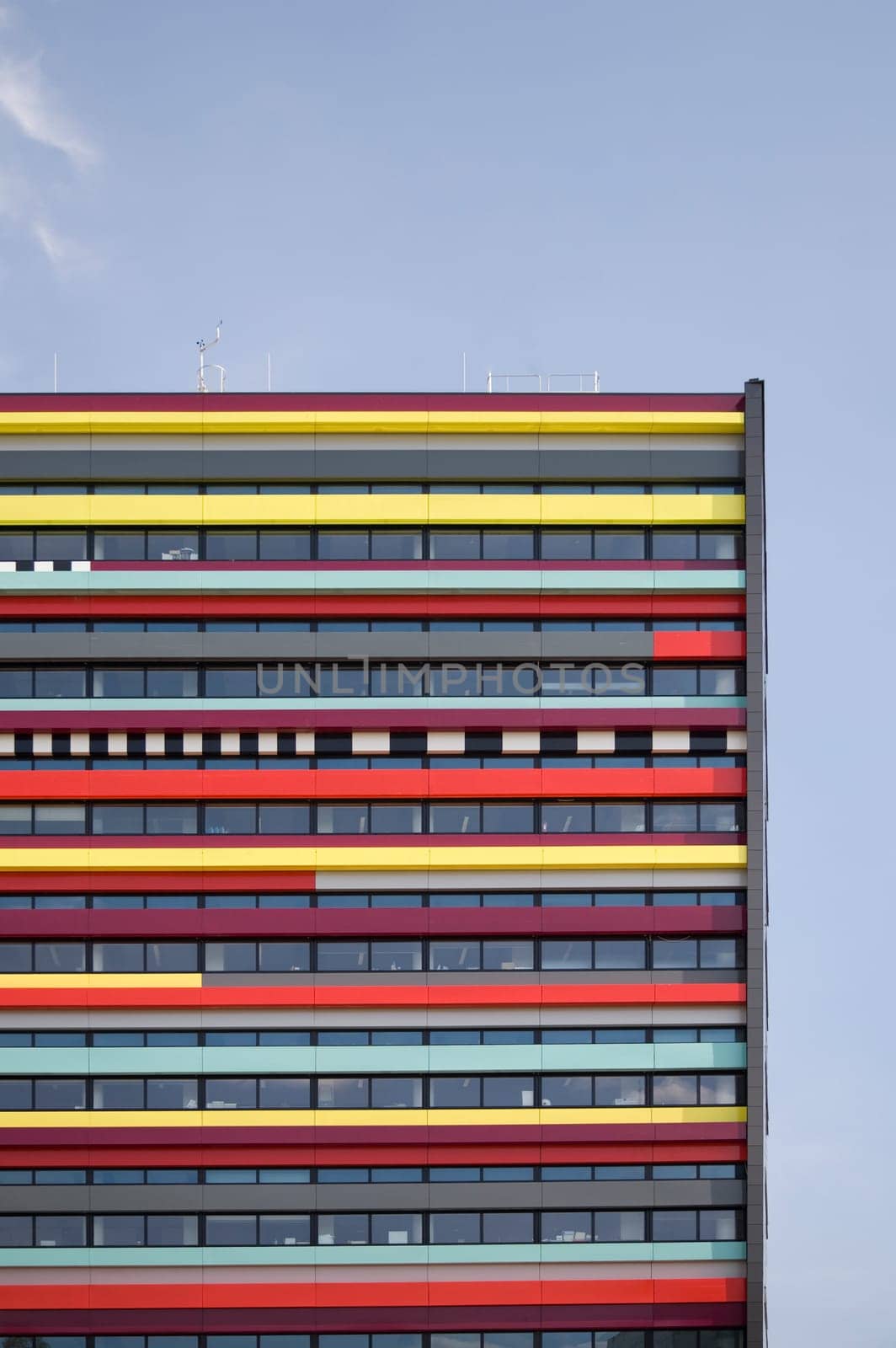 The colorful façade of a building of the Hogeschool of Utrecht
