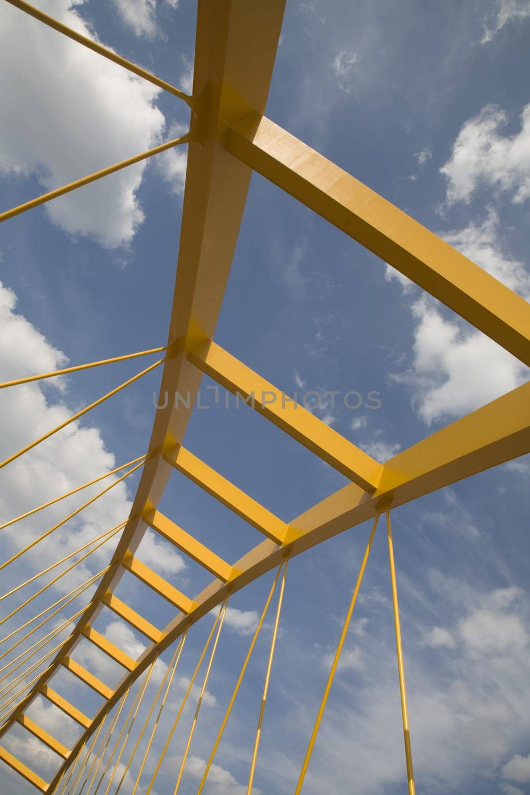 Yellow bridge crossing the Amsterdam-Rijn canal in Utrecht, Holland