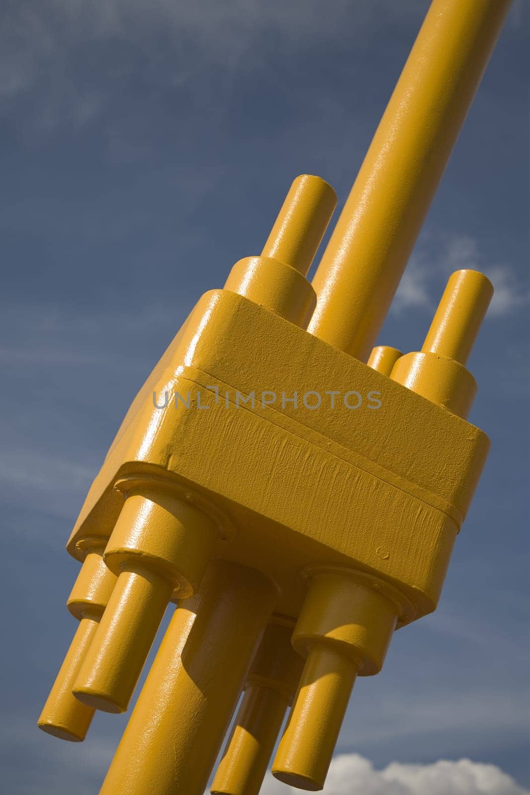 Heavy duty nuts and bolts of a yellow bridge