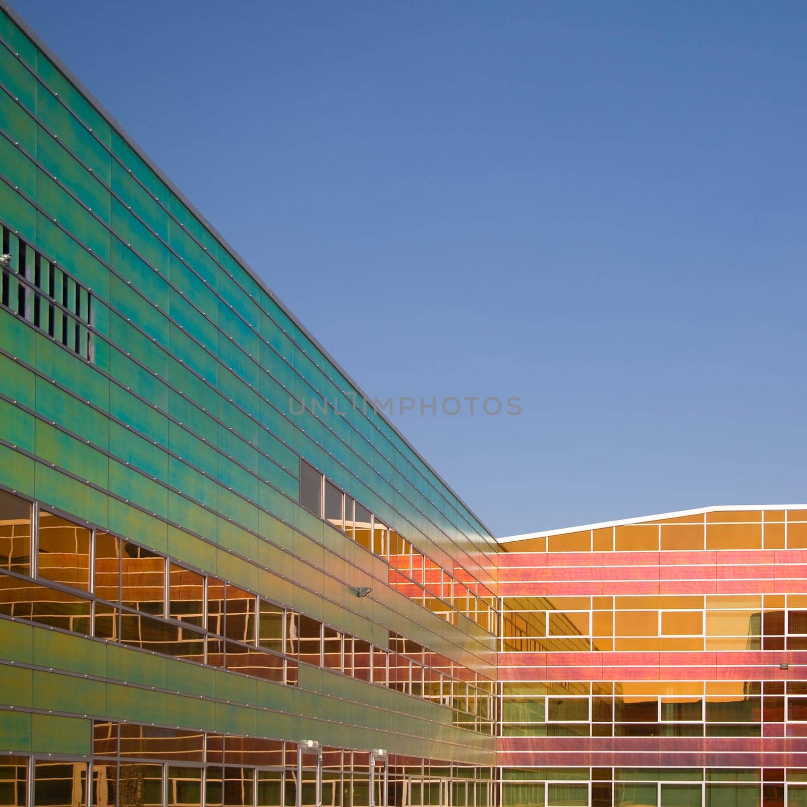 Glass wall of an office building, Almere, Holland