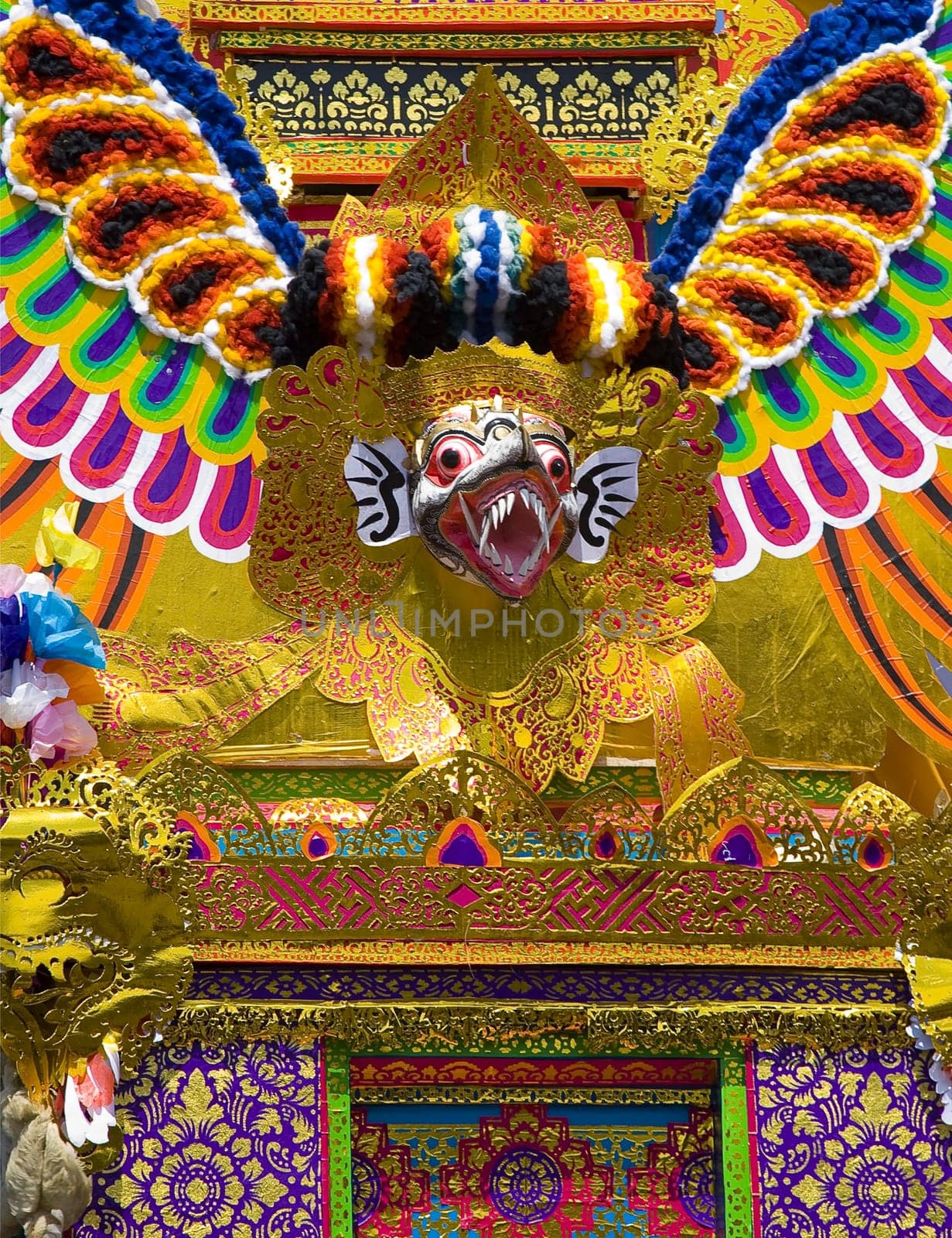 Balinese cremation tower during a ceremony