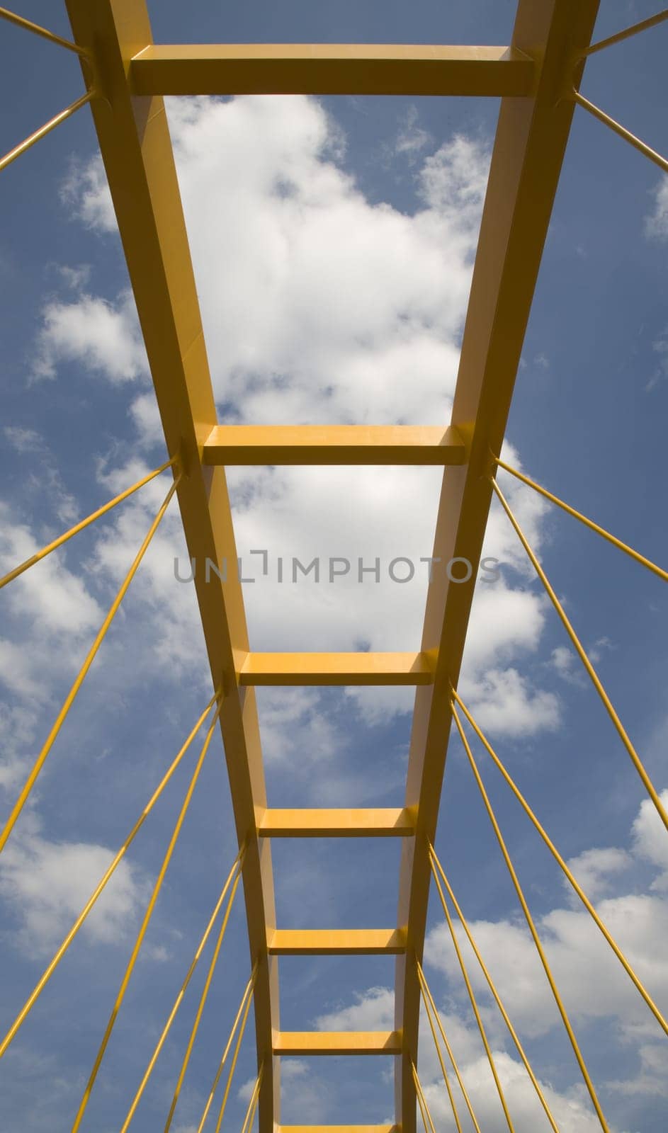 Yellow bridge crossing the Amsterdam-Rijn canal in Utrecht, Holland
