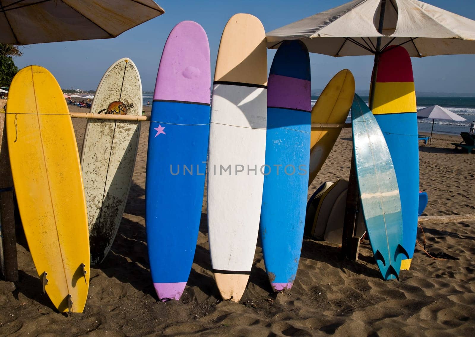 Surfboards for hire on Kuta Beach, Bali
