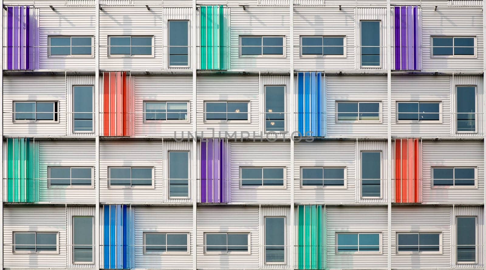Multi colored façade of a modern building