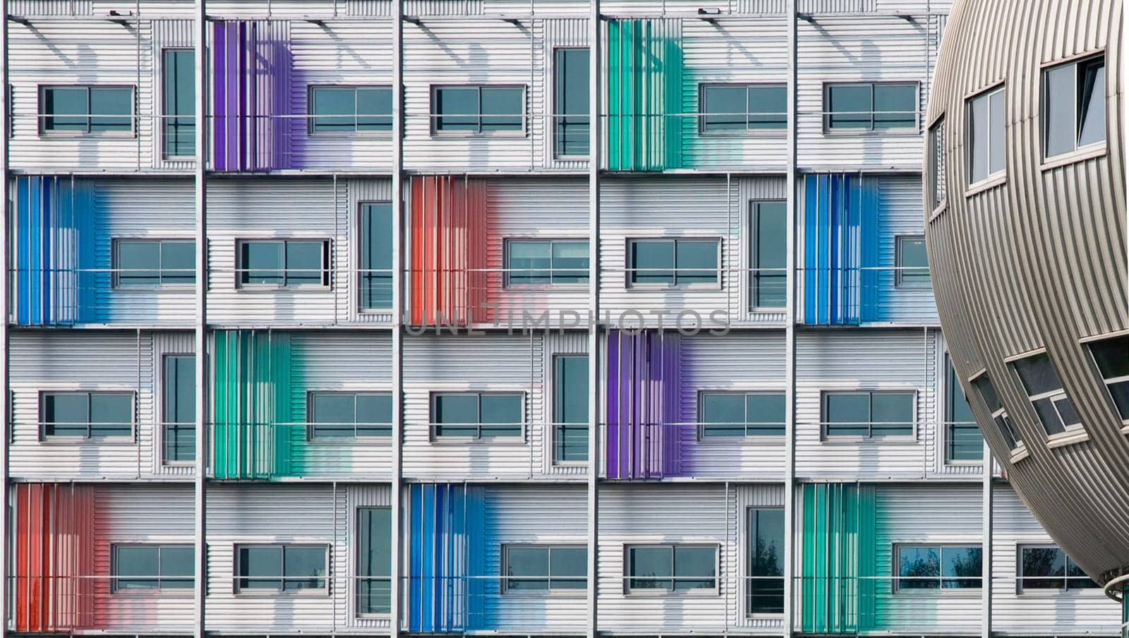 Multi colored façade of a modern building