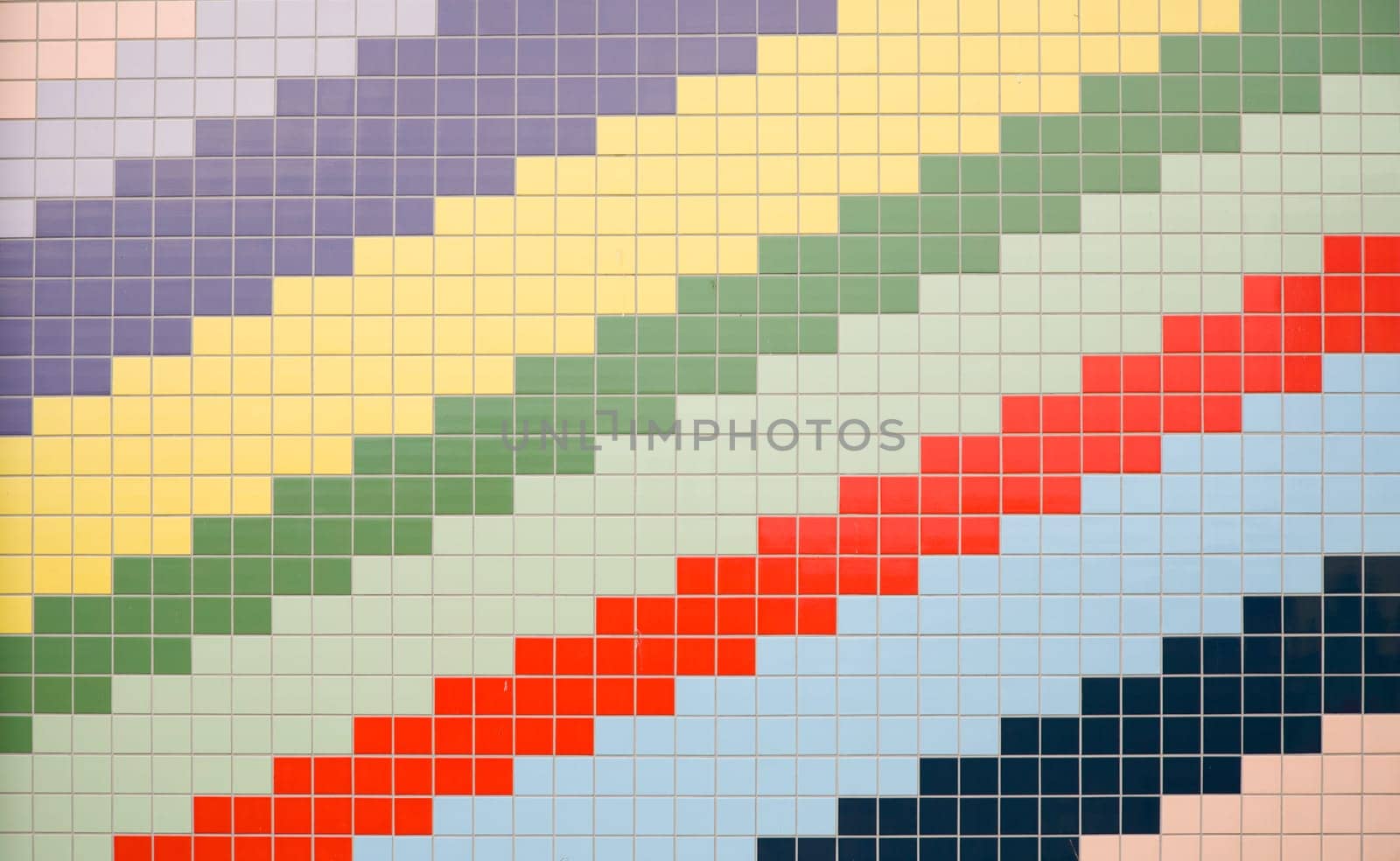 Wall of colored tiles