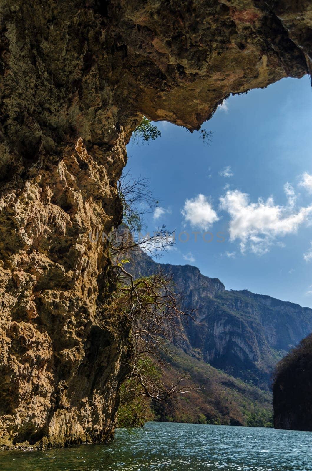 View of Sumidero Canyon as seen from the inside of a cave