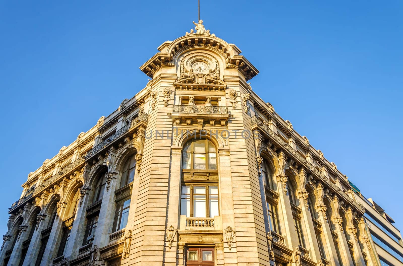 Facade of a historic building in the old part of Mexico City