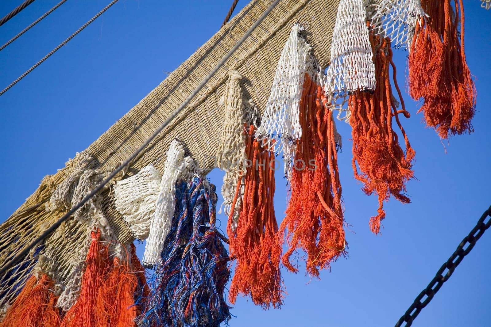 Fishnets drying in the sun in IJmuiden, the Netherlands