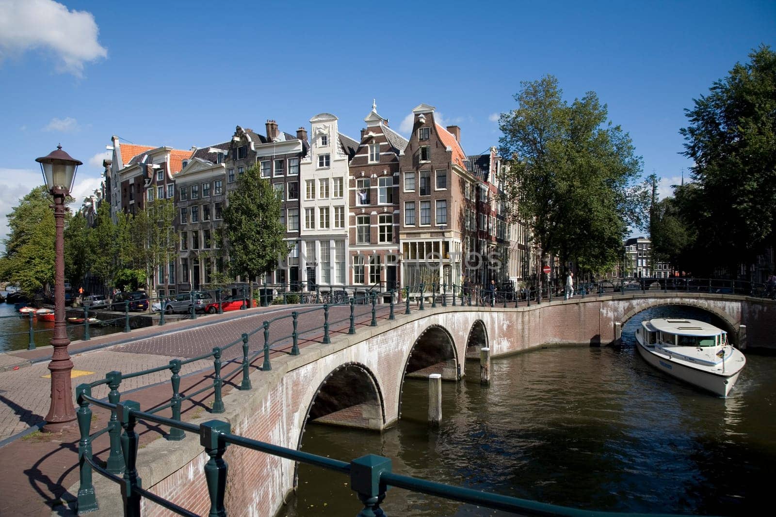 Canal junction in Amsterdam, Holland