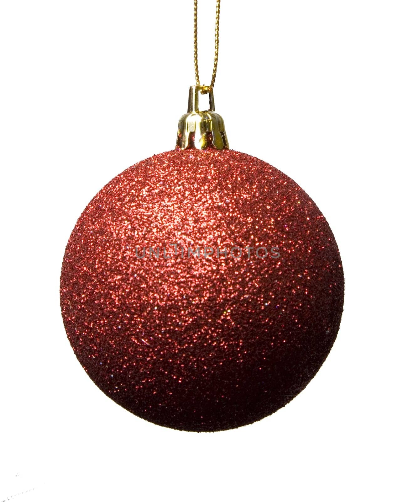 Red Christmas ball on a white background