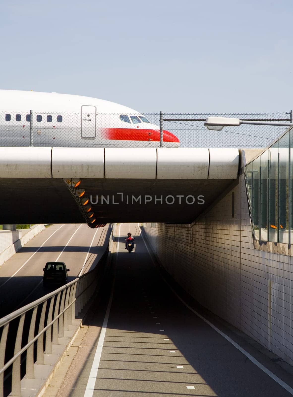Taxiing of an airplane at Schiphol Airport, Amsterdam,Holland