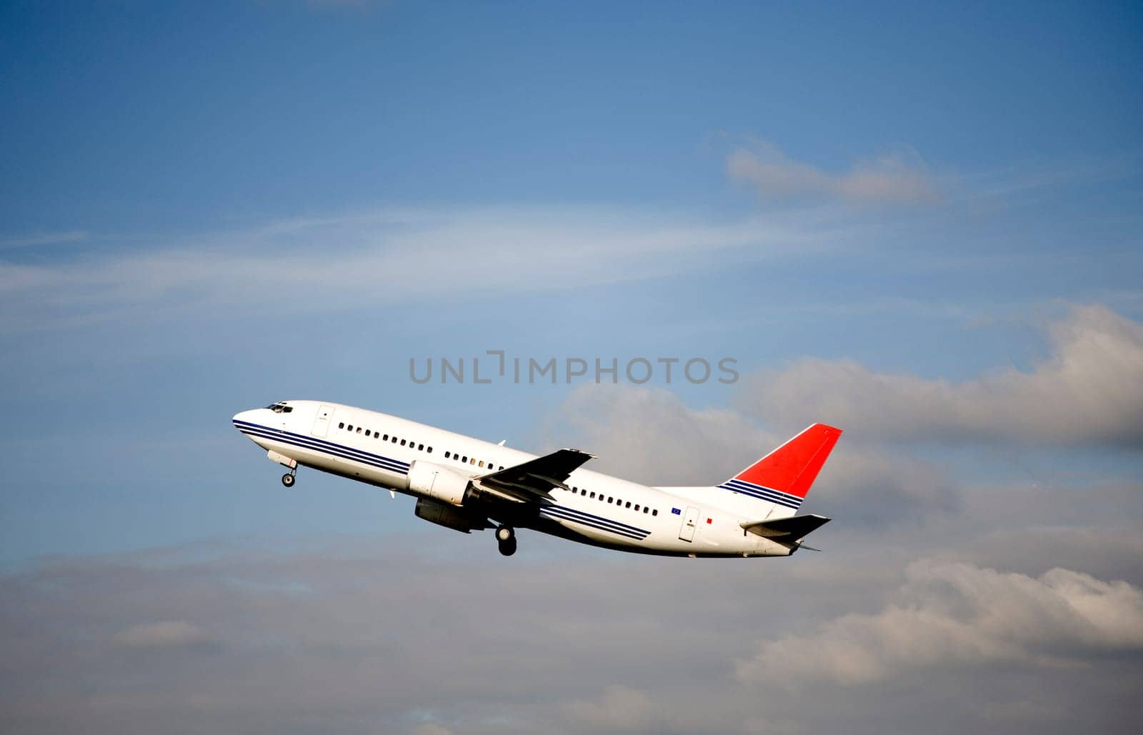 Airplane takes off from schiphol airport, Amsterdam