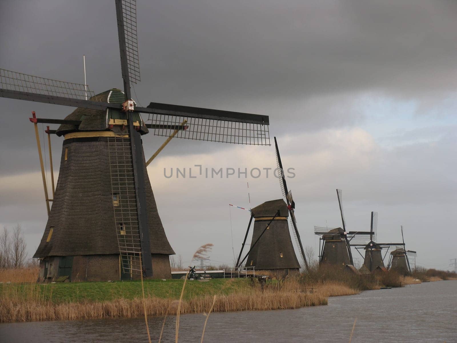 Dutch windmills in Kinderdijk, the Netherlands