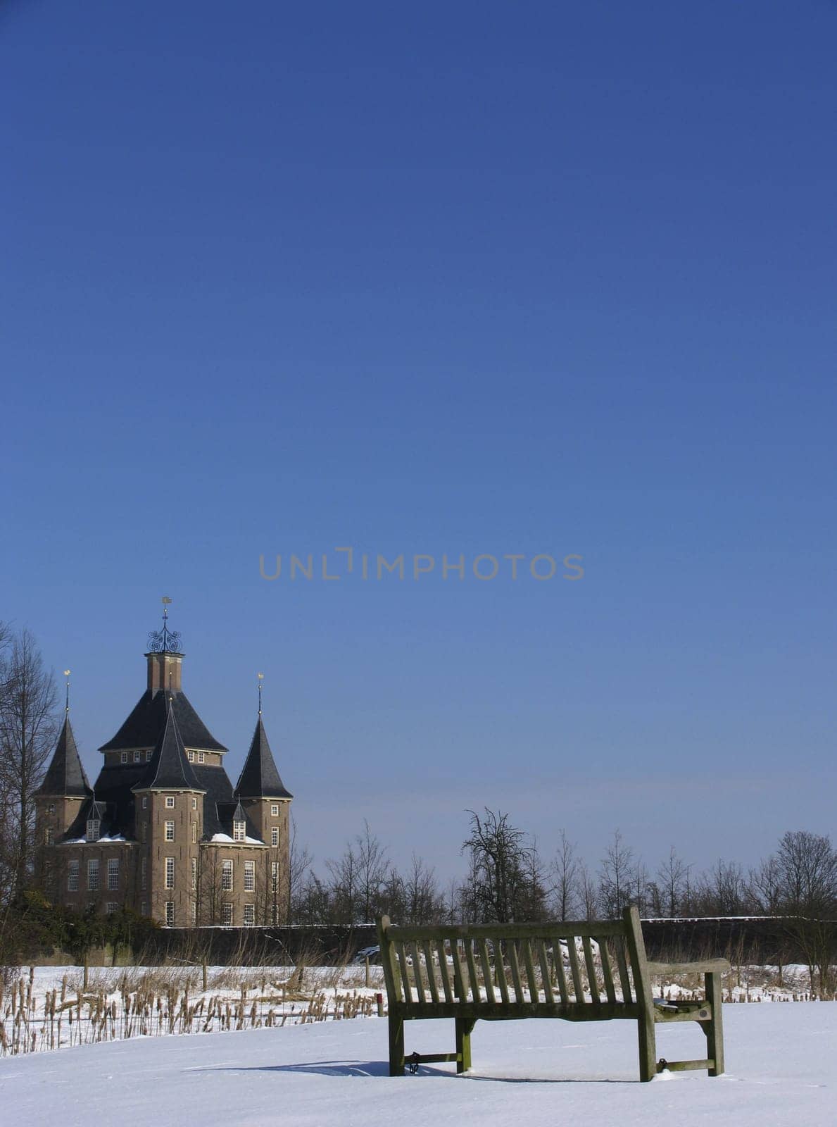 Dutch castle in a winter landscape