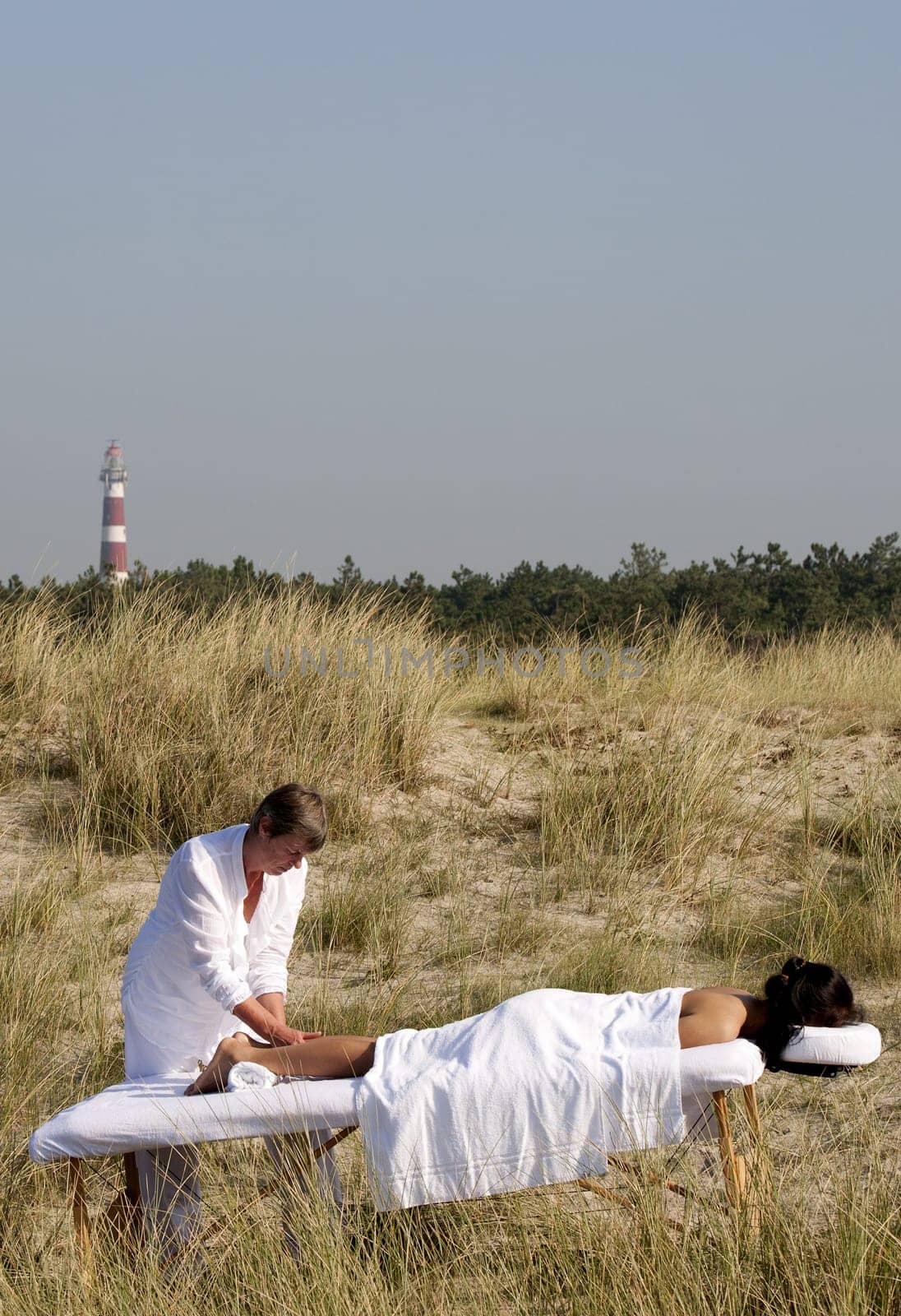 Massage in the dunes on the island Ameland, the Netherlands