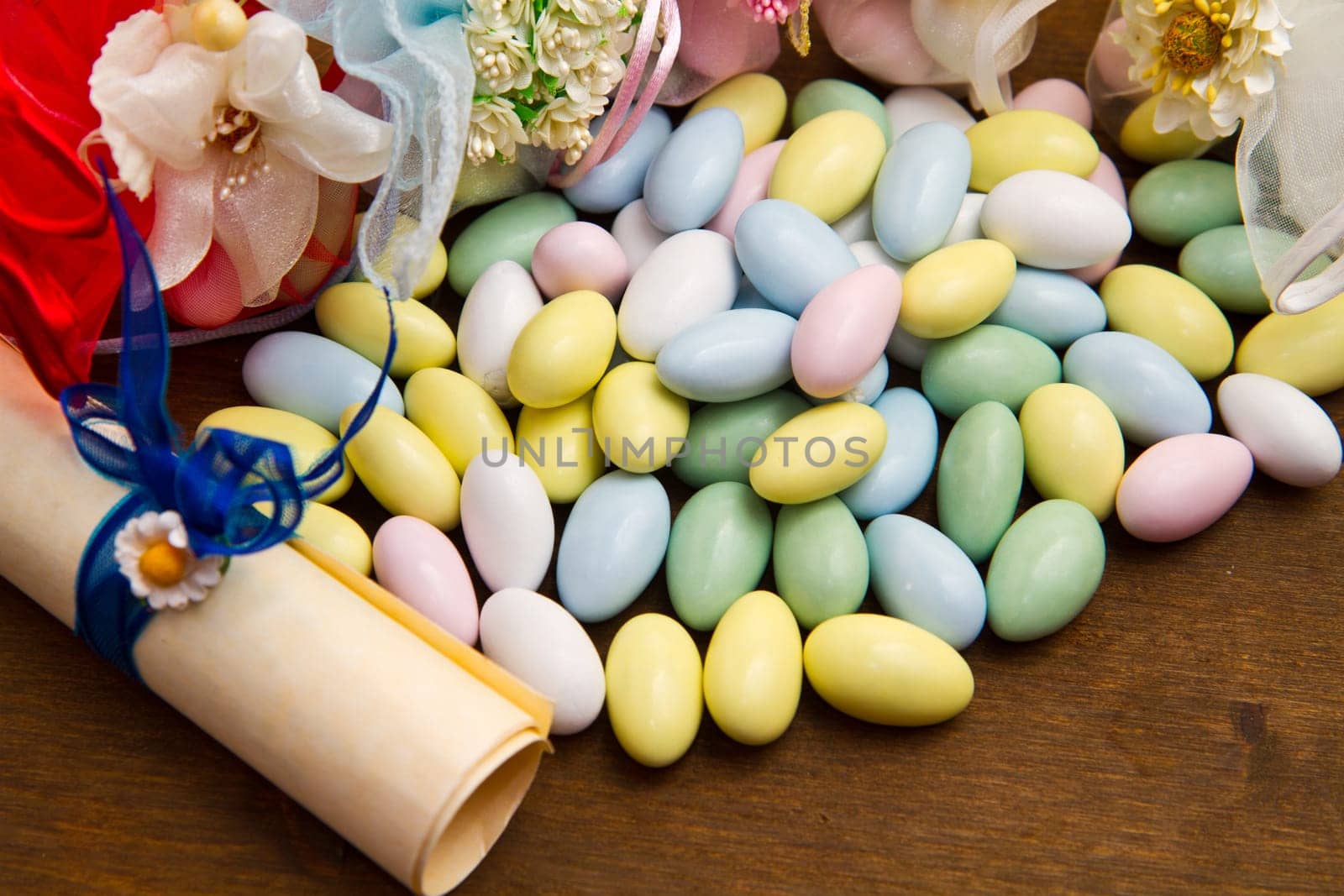 different colored candy favor