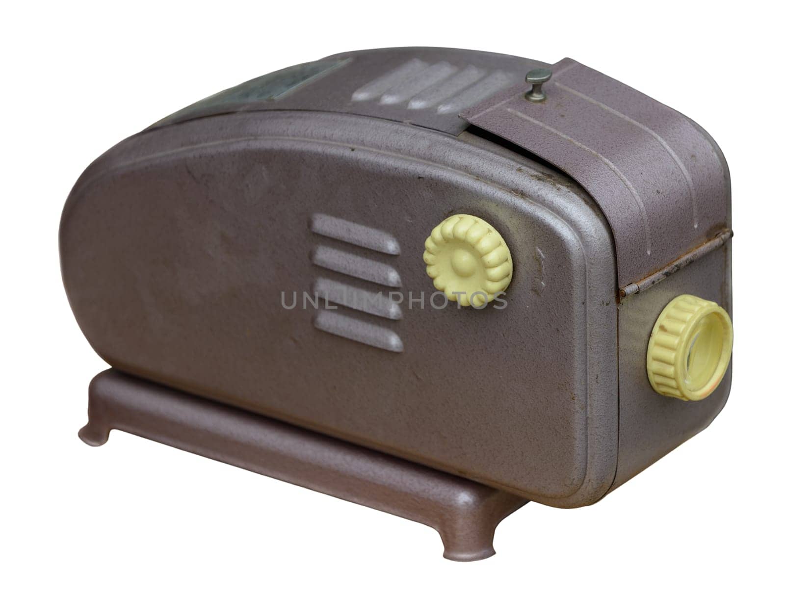 Old film (dia) projector isolated on white.