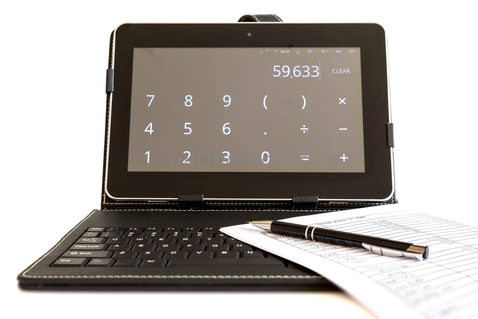Calculating on digital tablet computer