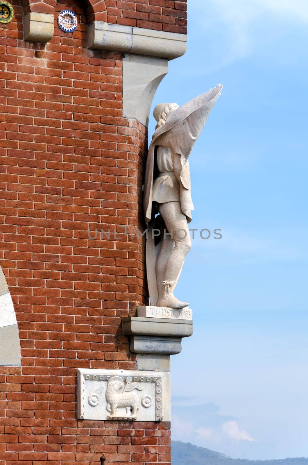 statue of D'Albertis castle  in Genoa in Italy
