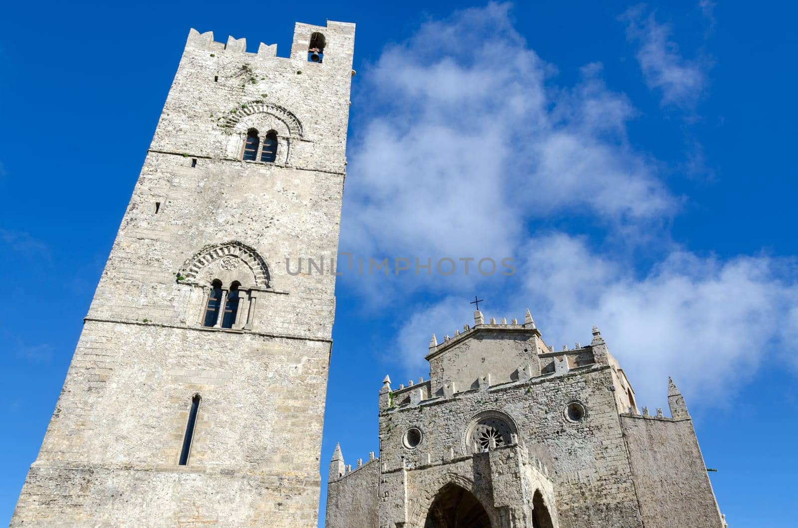 church with bell tower in Erice in Sicily