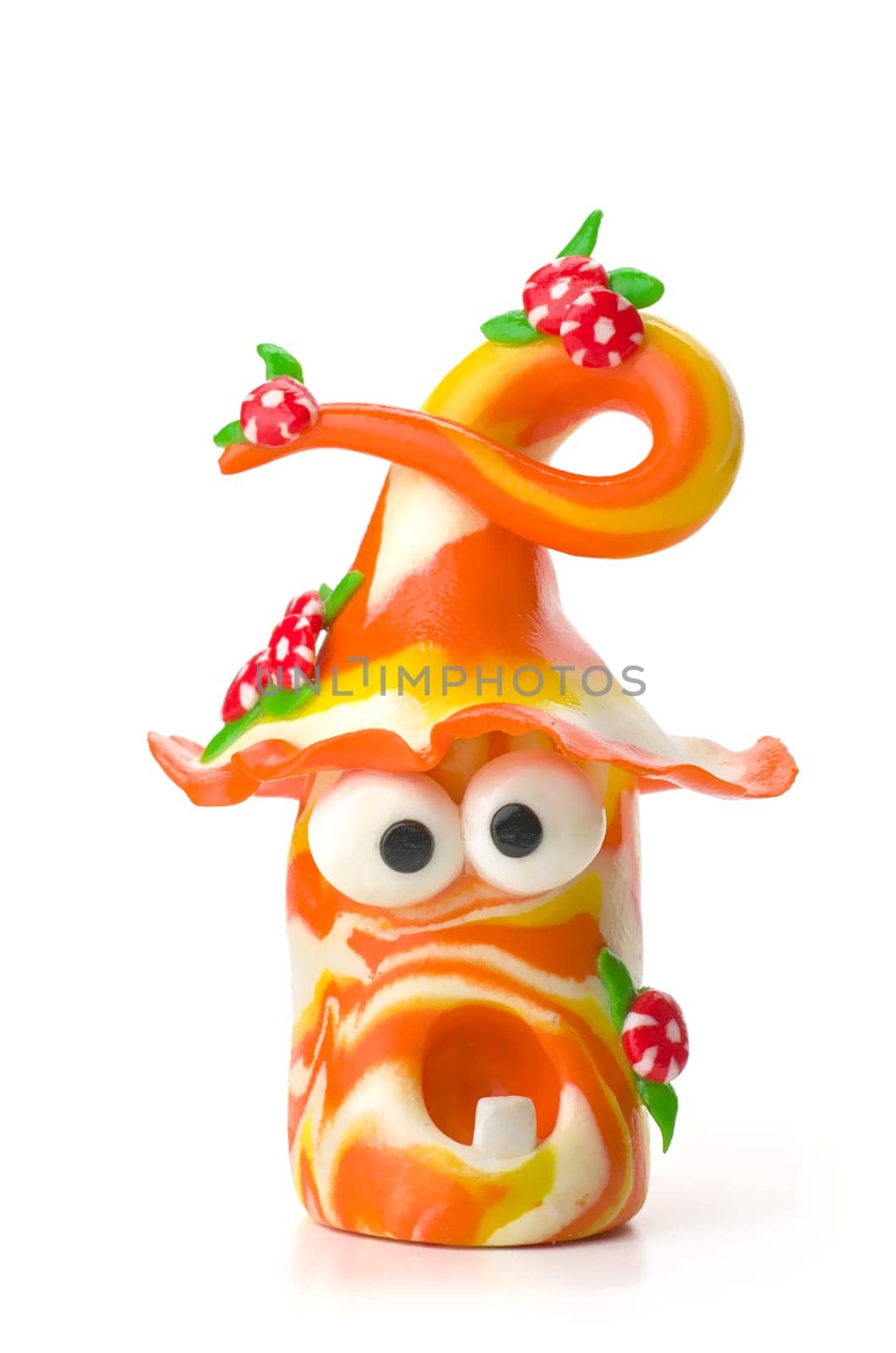 Handmade clay figure with flowers