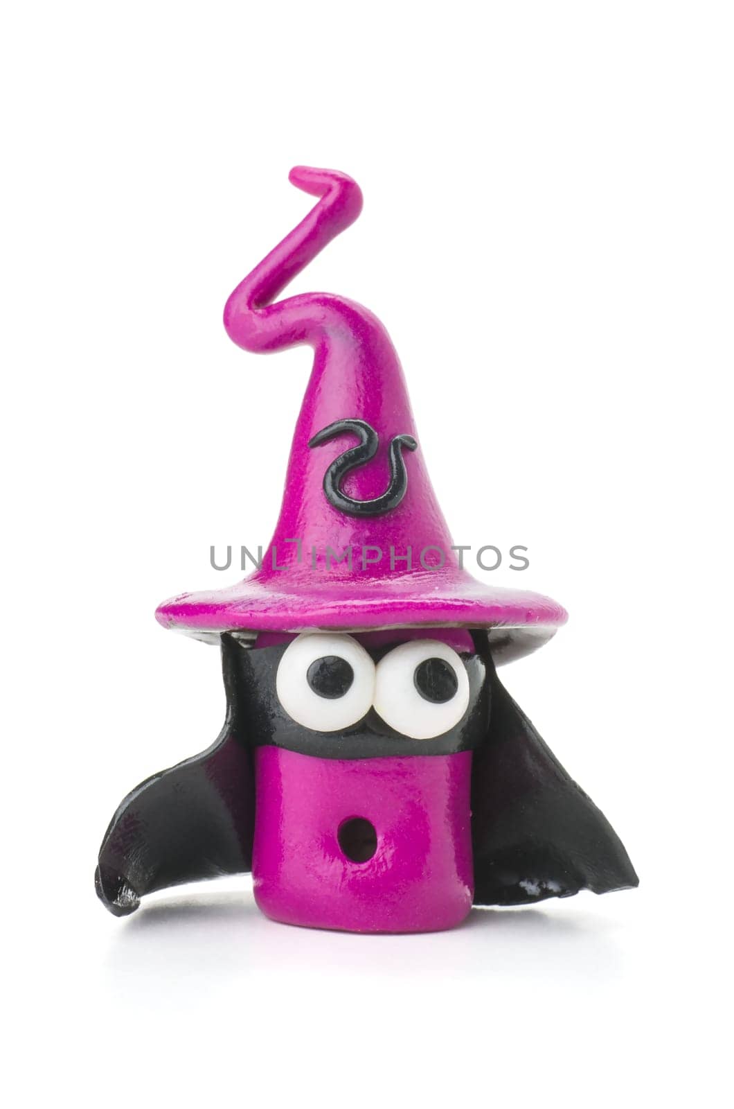 Handmade clay figure with cape and mask