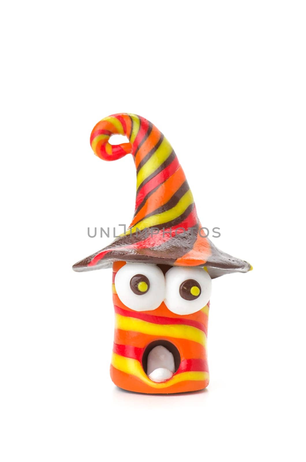 Handmade clay figure with stripes