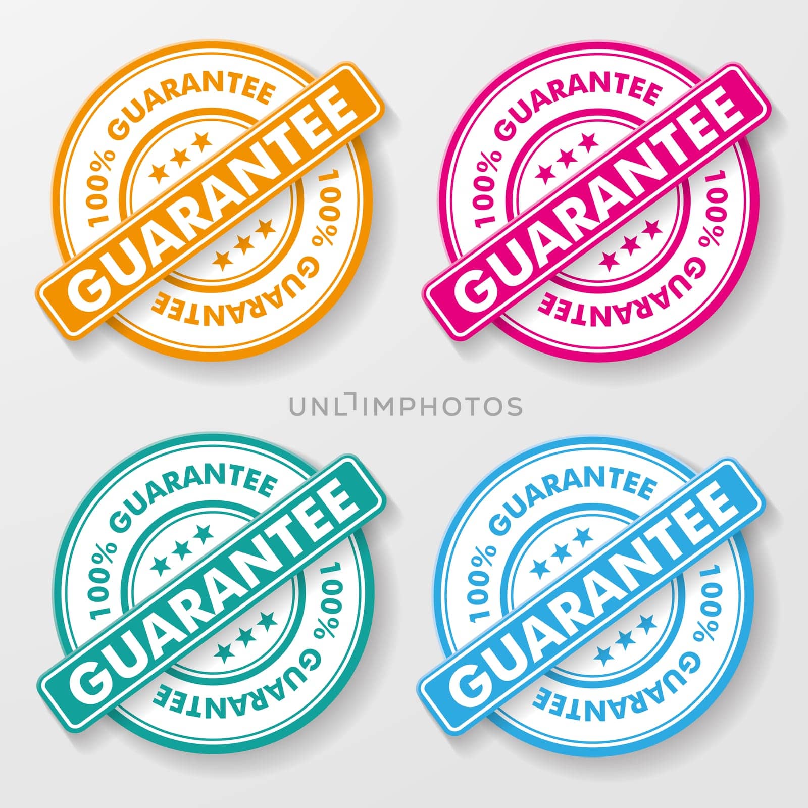 100 percent guarantee colorful paper labels. Eps 10 vector file.